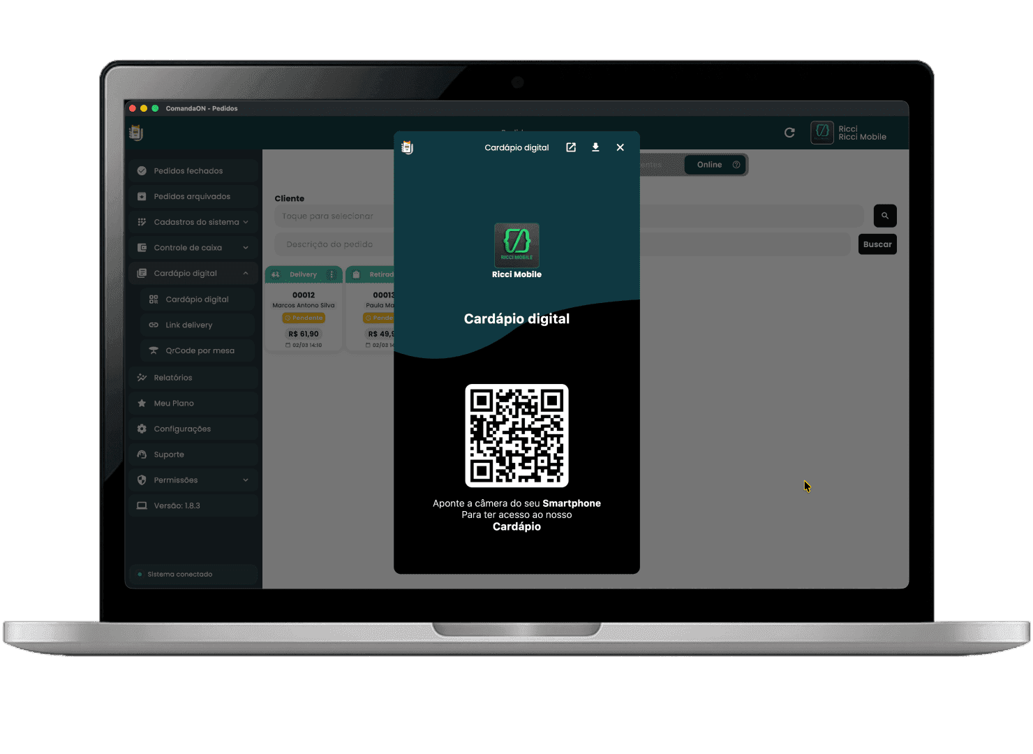 Cardápio digital integrado: venda no delivery, retirada e na mesa com QR Code